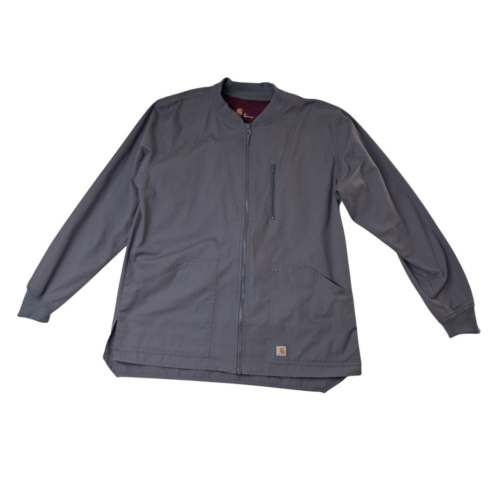 Carhartt Scrub Jacket Mens Gray C84108 Ripstop Full Zip Medical Healthcare